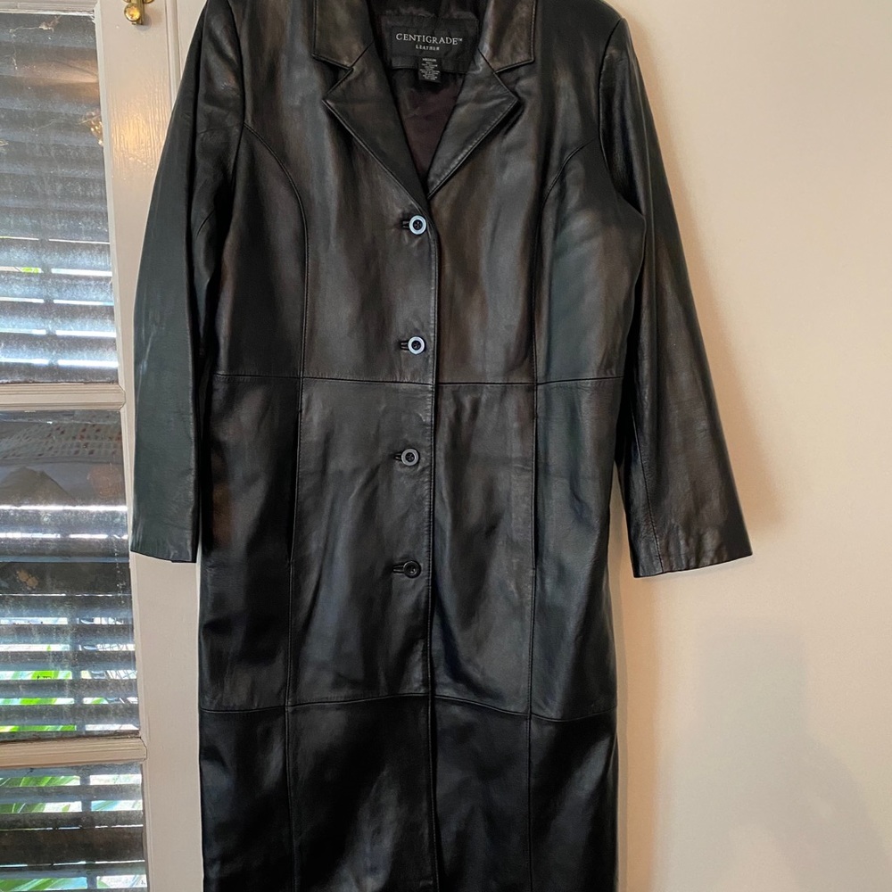Centigrade 100% leather trench size M black